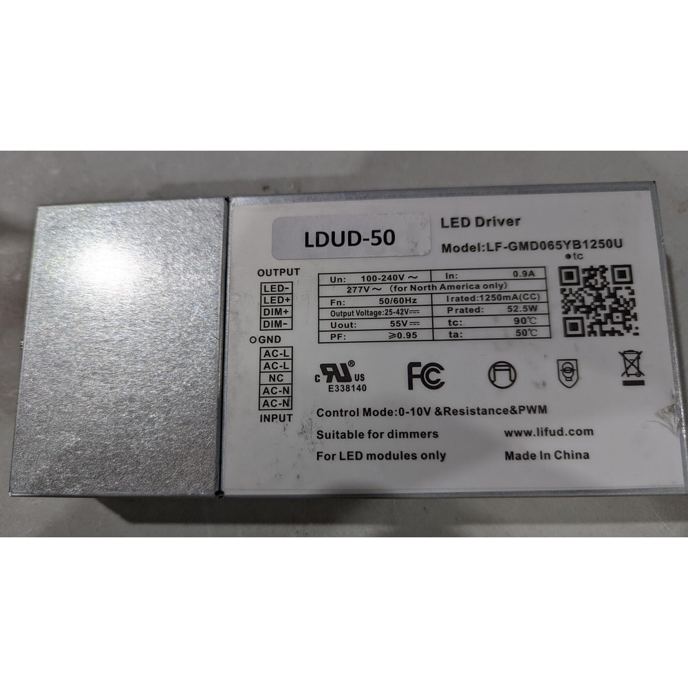 LED Driver Lifud 100-277VAC 25-42VDC 52W 1.25A Dimmable 1-10VDC
