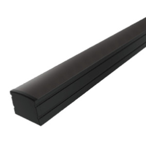 LL18 - BLACK SURFACE MOUNT CHANNEL - WITH FROSTED LENS -1M (BOM)