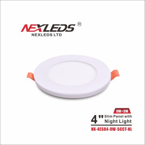 4" 5CCT ROND BLANC MINCE PANNEAU WITH NIGHT LUMINAIRE