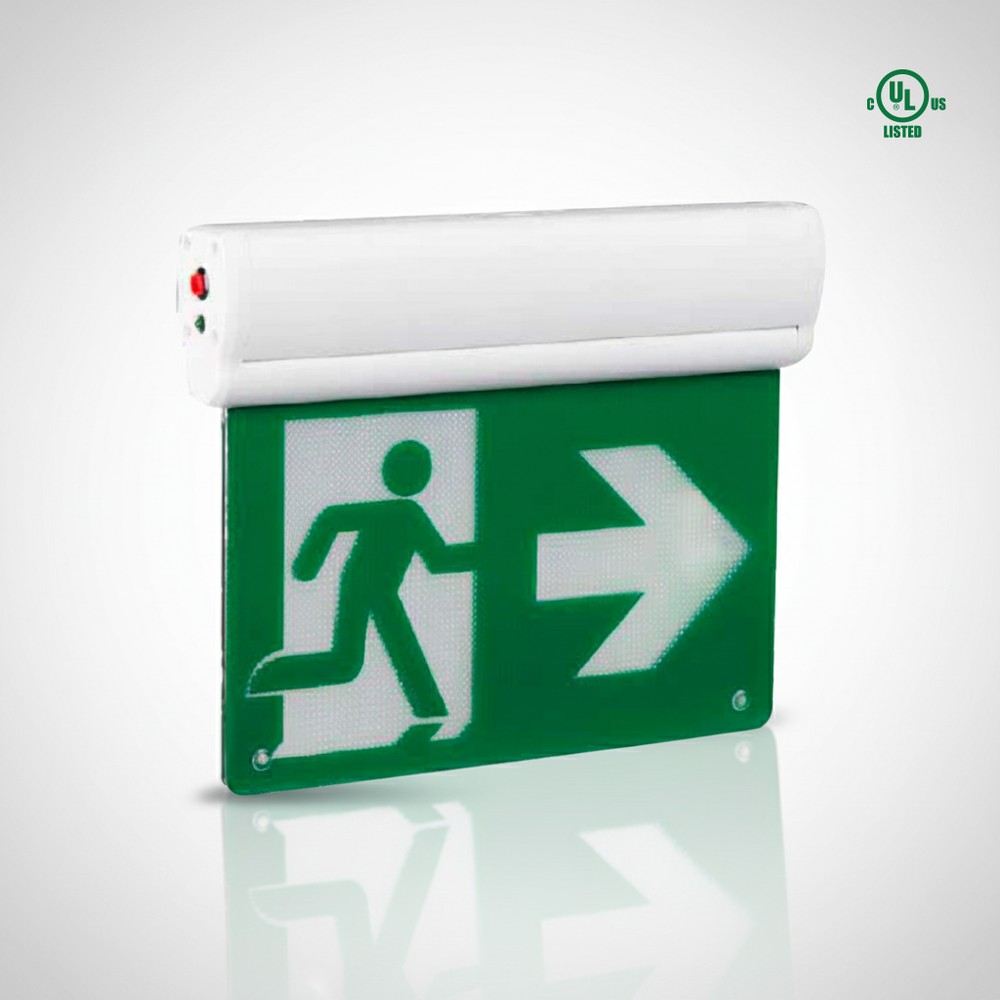 2W LED EDGE LIT RUNNING MAN EXIT SIGN IN 2W 120-347V AC - ALL GLASS