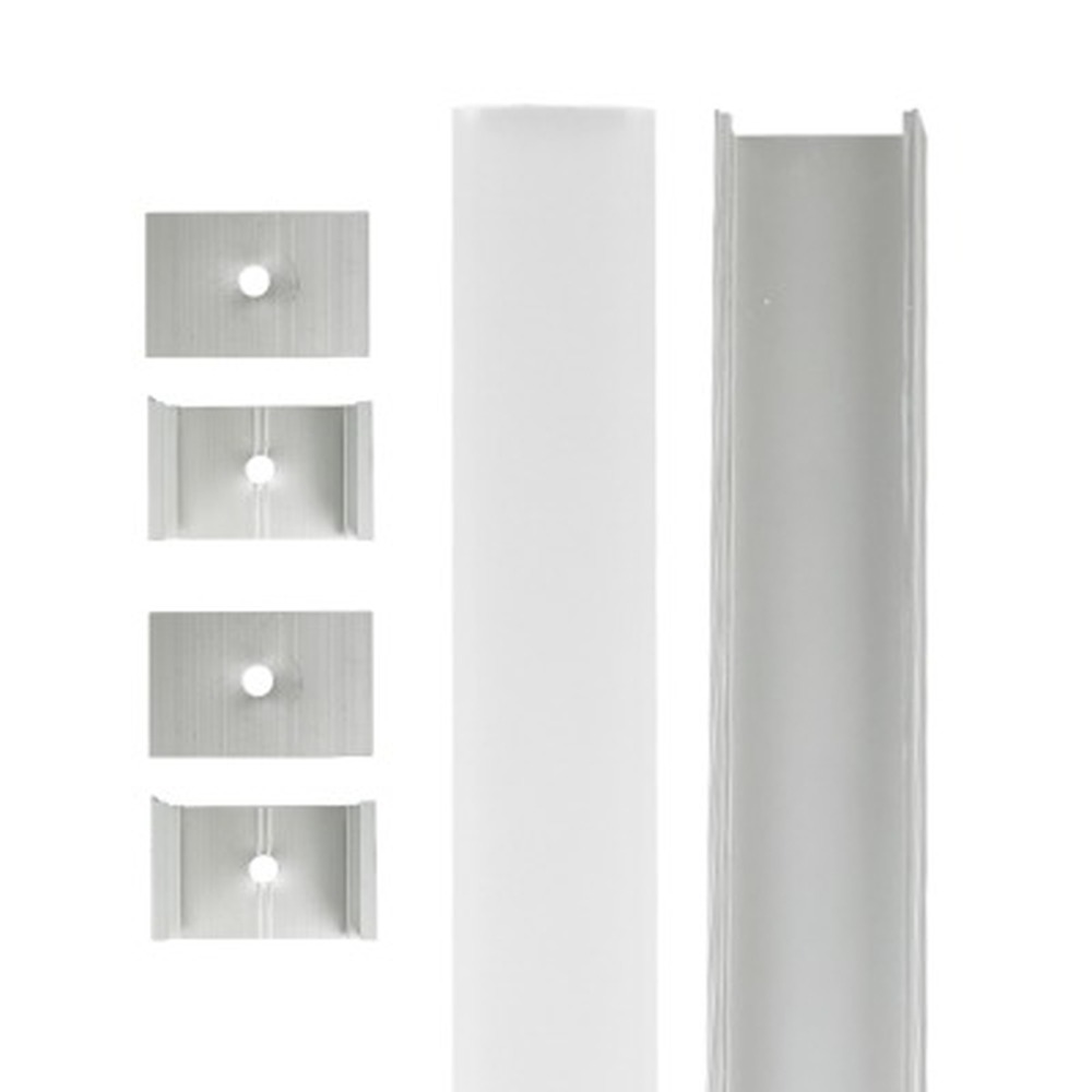 Aluminium Extrusion - Slim Square - With Accessories - 8ft Kit - Frosted