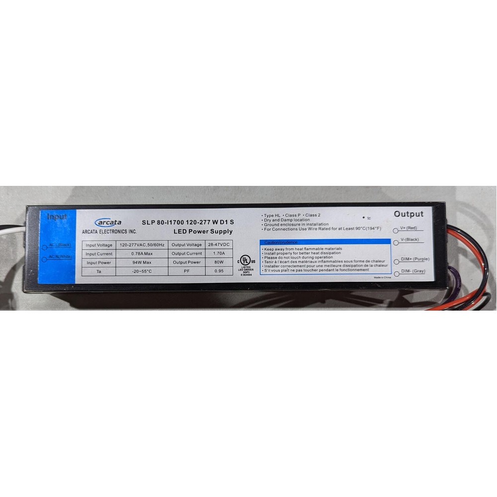 Driver DEL Arcata 80W dimmable 1-10VDC 120-277V
