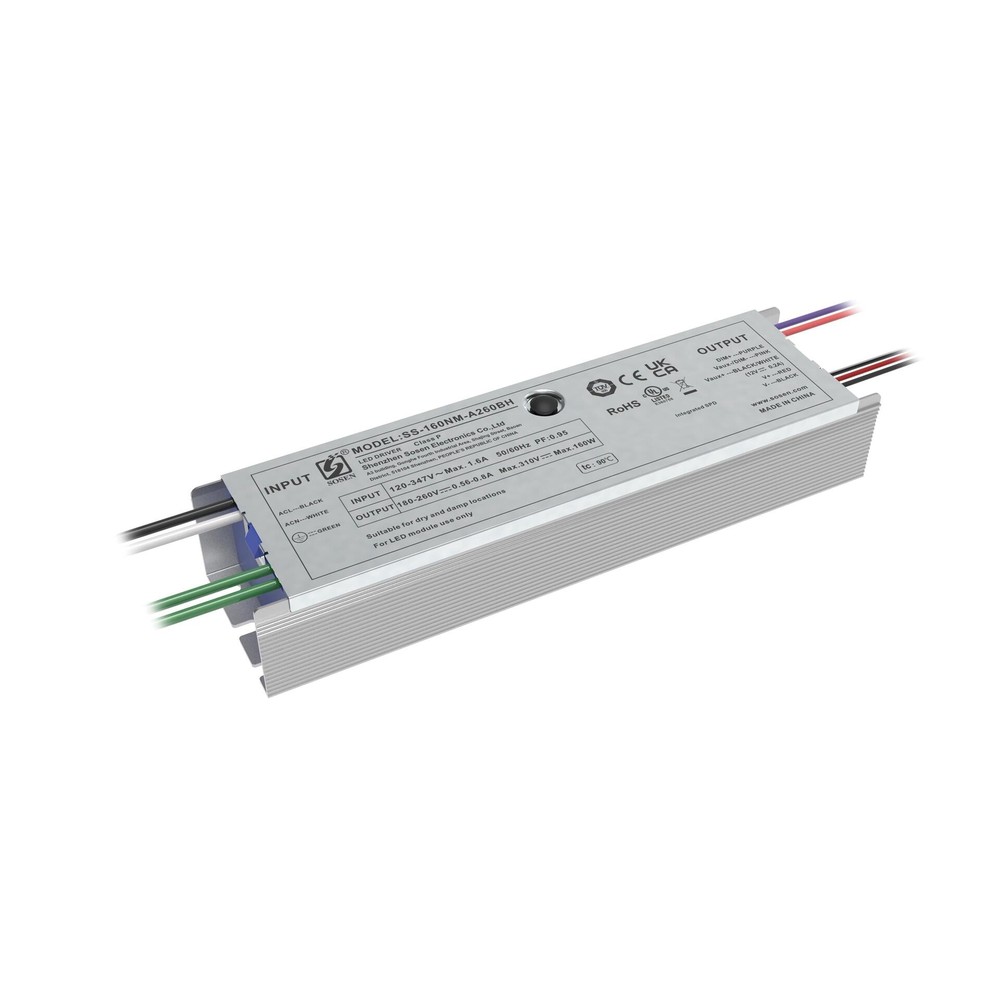 LED DRIVER SOSEN 120-347VAC 180-260VDC 150W 1.6A 12VDC DIMMABLE 0-10VDC UL