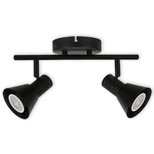 LED TRACK LIGHT FOR GU10 BULBS - SERIES 190 - 2 LIGHTS - BLACK