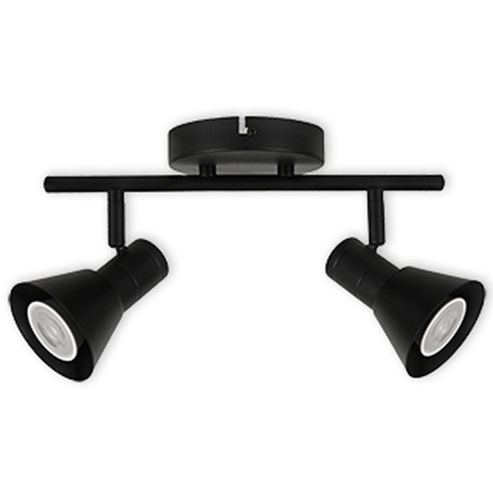 LED TRACK LIGHT FOR GU10 BULBS - SERIES 190 - 2 LIGHTS - BRUSHED STEEL