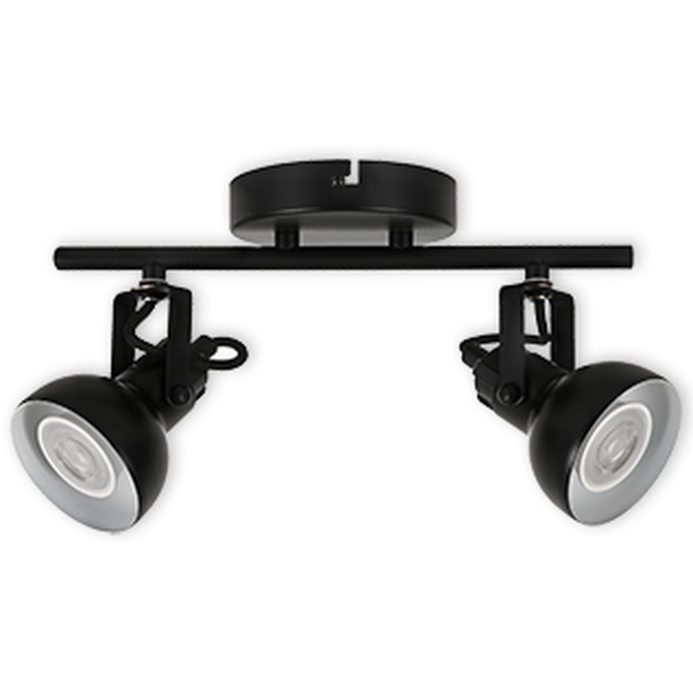 LED TRACK LIGHT FOR GU10 BULBS - SERIES 215 - 2 LIGHTS - BLACK
