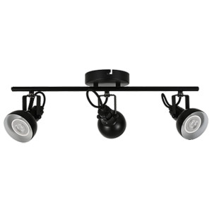 LED TRACK LIGHT FOR GU10 BULBS - SERIES 215 - 3 LIGHTS - BLACK