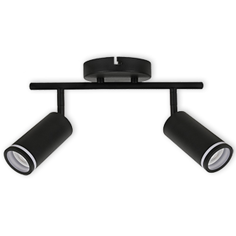 LED TRACK LIGHT FOR GU10 BULBS - SERIES 302 - 2 LIGHTS - BLACK
