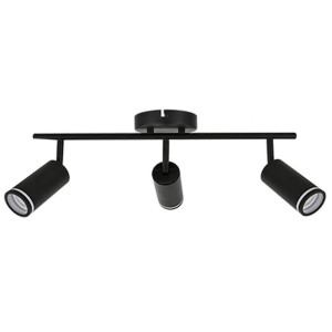 LED TRACK LIGHT FOR GU10 BULBS - SERIES 302 - 3 LIGHTS - BLACK
