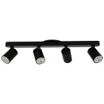 LED TRACK LIGHT FOR GU10 BULBS - SERIES 104 - 4 LIGHTS - BLACK