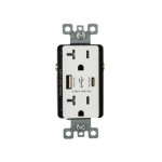 Outlet with A+C USB - 20 amp - 125V - White - V2