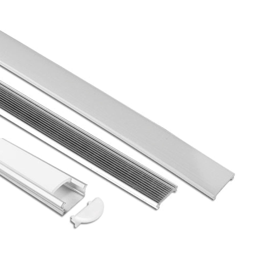 LED STRIP LIGHT CHANNEL WITH 16MM WIDTH - ALUMINUM BACK & PLASTIC COVER 2 METERS