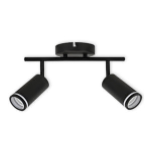 LED TRACK LIGHT FOR GU10 BULBS - SERIES 302 - 2 LIGHTS - BLACK