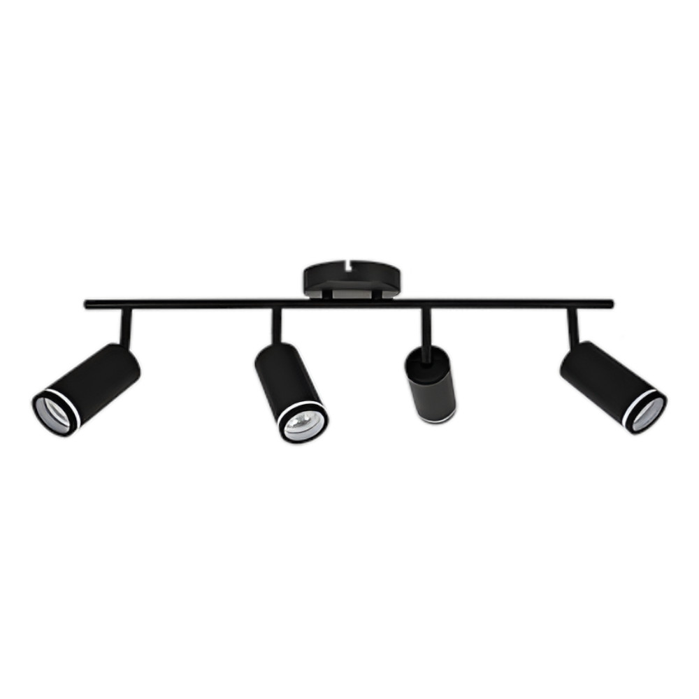 LED TRACK LIGHT FOR GU10 BULBS - SERIES 302 - 4 LIGHTS - BLACK