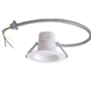 RIGID CDR 6" DOWN LIGHT, WHITE REGRESSED TRIM, FLEX CABLE, SELECTABLE 10-12-17W (850-1000-1500LM), CRI 90, SELECTABLE 30-35-40K, 120-347V, 0-10V DC DIM. ENERGY STAR