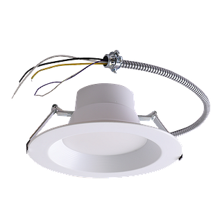 RIGID CDR, 8" DOWN LIGHT, WHITE REGRESSED TRIM, FLEX CABLE, SELECTABLE 14-17-20W (1200-1500-1850LM), CRI 90, SELECTABLE CCT 30-35-40K, 120-347V, 0-10V DC DIM. ENERGY STAR