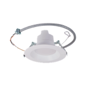 RIGID COMMERCIAL DOWNLIGHT CDR WITH 12V AUX, 6",WHITE REGRESSED TRIM, FLEXCABLE, SELECTABLE 23-18-10W (2300-1800-1000LM), CRI 90, SELECTABLE 27-30-35-40-50K, 120-347V, 0-10V DIMMING, ENERGY STAR