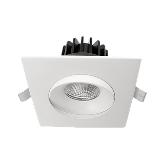 RIGID ECL, 4" DIA. WHITE, REGRESSED GIMBAL, 12W, SELECTABLE 5CCT, CRI≥90, TRIAC DIMMABLE, 120V, 38 DEG. FT6 CABLE. SQUARE TRIM.
