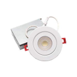 RGD-JH2, 4", SWIVEL DOWN LIGHT, 360° EYEBALL, 9W (750LM), SELECTABLE 27-30-35-40-50K, 120V, WHITE, ES, IC RATED, WET LOCATION