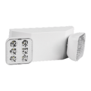LED EMERGENCY LIGHT - TWIN SPOT WHITE THERMOPLASTIC ABS HSG 120/347V 2X2W 90 MIN BATTERY BACK-UP