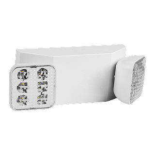 LED EMERGENCY LIGHT - TWIN SPOT WHITE THERMOPLASTIC ABS HSG 120/347V 2X2W 90 MIN BATTERY BACK-UP