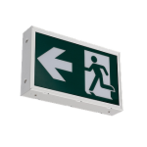 “RUNNING MAN” LED EMERGENCY SIGN, WHITE METAL HOUSING AC ONLY & 6-24V UDC - TL-RMES301 RUNNING MAN METAL