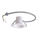 RIGID CDR 4" DOWN LIGHT, WHITE REGRESSED TRIM, FLEX CABLE, 12W (980LM), CRI 90, SELECTABLE 30-35-40K, 120-347V, 0-10V DC DIM. ENERGY STAR