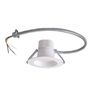 RIGID CDR 4" DOWN LIGHT, WHITE REGRESSED TRIM, FLEX CABLE, 12W (980LM), CRI 90, SELECTABLE 30-35-40K, 120-347V, 0-10V DC DIM. ENERGY STAR