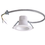 RIGID CDR 6" DOWN LIGHT, WHITE REGRESSED TRIM, FLEX CABLE, SELECTABLE 10-12-17W (850-1000-1500LM), CRI 90, SELECTABLE 30-35-40K, 120-347V, 0-10V DC DIM. ENERGY STAR
