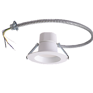 RIGID CDR 6" DOWN LIGHT, WHITE REGRESSED TRIM, FLEX CABLE, SELECTABLE 10-12-17W (850-1000-1500LM), CRI 90, SELECTABLE 30-35-40K, 120-347V, 0-10V DC DIM. ENERGY STAR