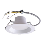 RIGID CDR, 8" DOWN LIGHT, WHITE REGRESSED TRIM, FLEX CABLE, SELECTABLE 14-17-20W (1200-1500-1850LM), CRI 90, SELECTABLE CCT 30-35-40K, 120-347V, 0-10V DC DIM. ENERGY STAR