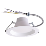 RIGID CDR, 10" DOWN LIGHT, WHITE REGRESSED TRIM, FLEX CABLE, SELECTABLE 30-35-40W (2700-3100-3700LM), CRI 90, SELECTABLE 30-35-40K, 120-347V, 0-10V DC DIM. ENERGY STAR