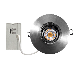 RIGID CHY2, 4" DIA. BRUSHED NICKEL, GIMBAL MODULE & TRIM, 8W (700LM), SELECTABLE 27-30-35-40-50K, TRIAC DIM, 120V, 40 DEG. FT6 CABLE 8