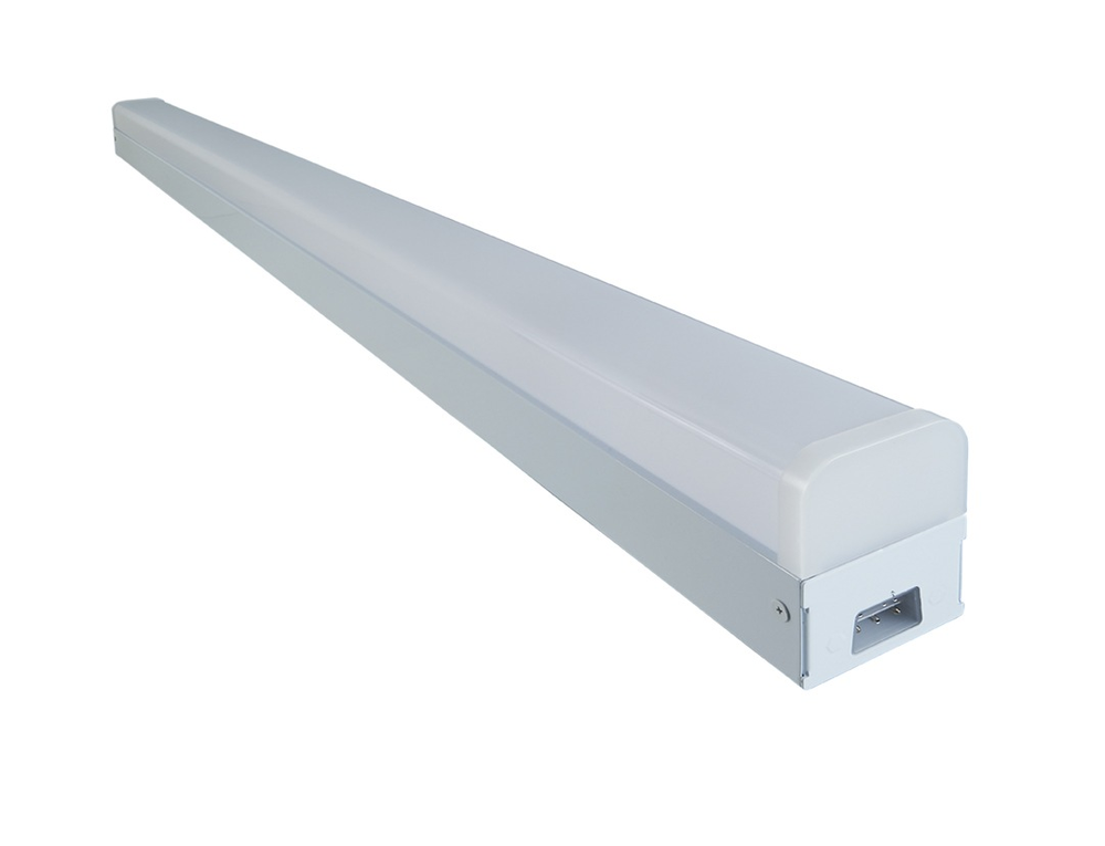 WATTAGE AND COLOR SELECTABLE LINKABLE LINEAR STRIP FIXTURE WITH MICROWAVE MOTION SENSOR 120-277VAC -RP-LBIMAX-4F-48W-40K-WC-OC