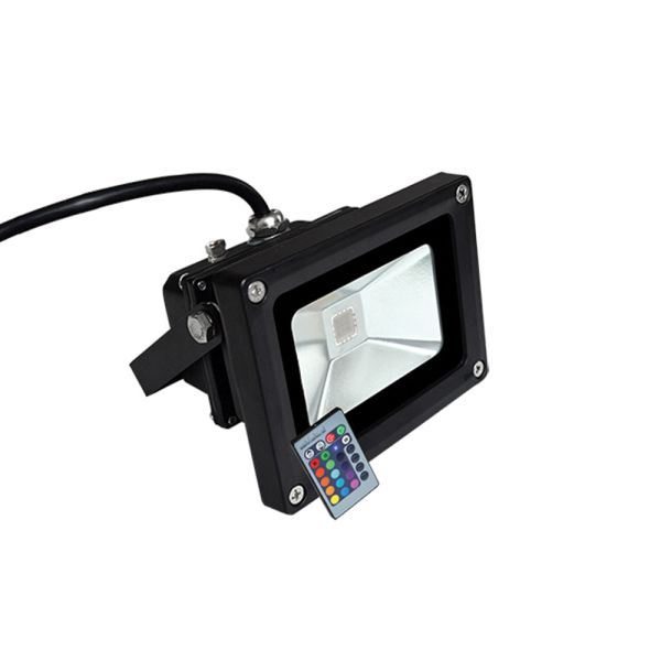 12V DC, OUTDOOR 10W RGB FLOODLIGHT, IR RGB REMOTE INCLUDED