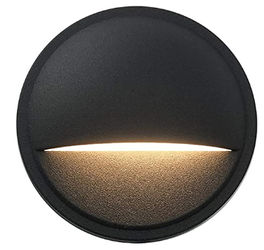 12V AC/DC G4 HALF MOON STEP LIGHT, MATTE BLACK. G4 BULB SOLD SEPARATELY