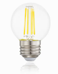 G50 FILAMENT LED DECORATIVE BULB, 120V AC, 3.5W, 2700K, E26 BASE, CLEAR POLYCARBONATE, CETLUS LISTED, 50MM DIAMETER X 73MM H, DIMMABLE