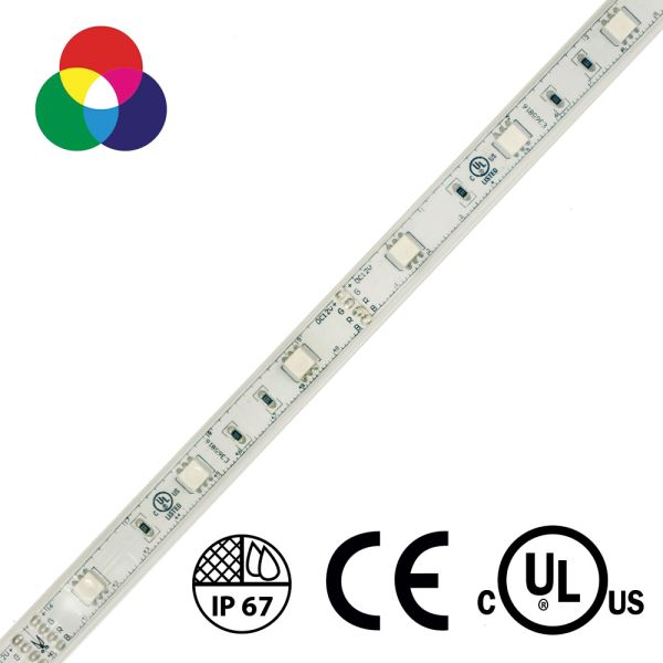 OUTDOOR, 24V DC, RGB LED TAPE, 10M (32.8'), 2.2W/FT (7.2W/M), 9 RGB LEDS/FT, DIMMABLE, RGB