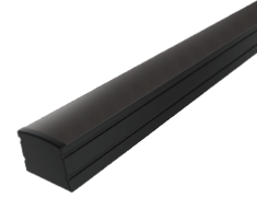 LL18 - BLACK SURFACE MOUNT CHANNEL, WITH FROSTED LENS,1M (BOM)