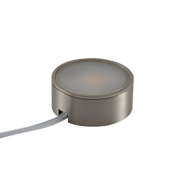 RD7 SURFACE MOUNT LED CABINET LIGHT, 12V, 2W, BRUSHED NICKEL SURFACE MOUNT HOUSING (CAN ALSO USE RECESSED TRIMS - SOLD SEPARATELY), COOL WHITE 6000K
