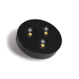 RD15 SURFACE MOUNT OR RECESSED POWER LED PUCK LIGHT, 12V, 3W, BLACK, WARM WHITE 3000K