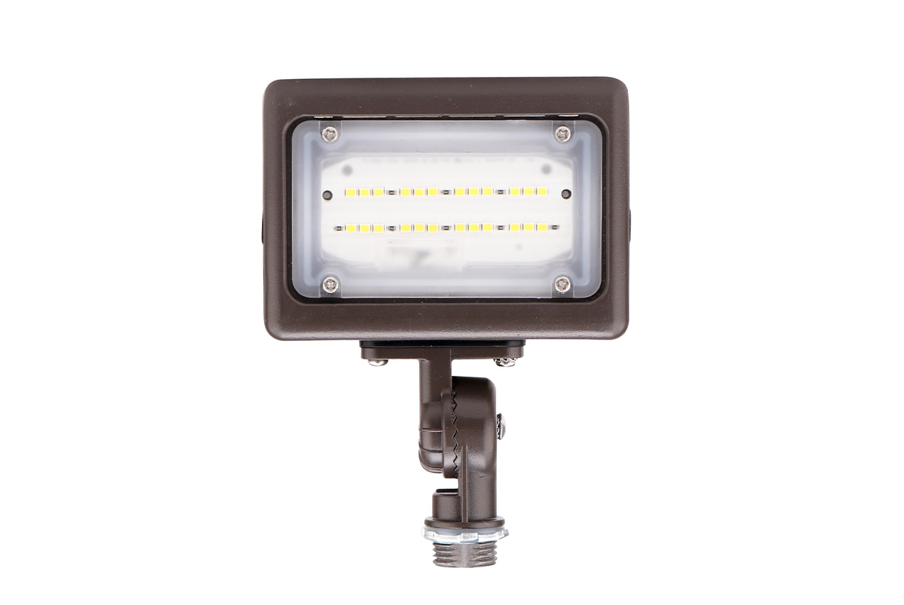 FLM02 Mini Flood Light, Flood/Area Lights, 15W, 4000K, 120-277V, Bronze, DLC S-5VDWLB, 10 Year Warranty