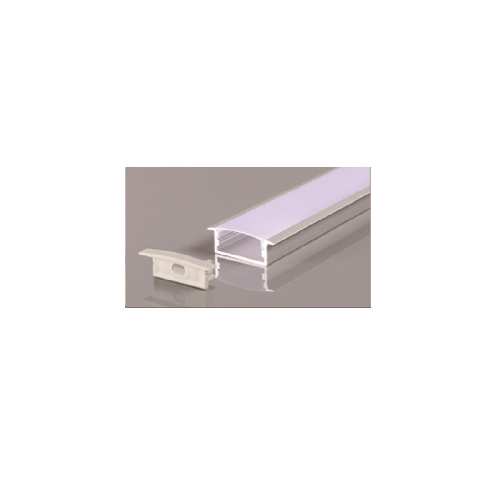SURFACE MOUNTED/RECESSED ALUMINUM PROFILE 619 WITH PC COVER 10FT SILVER