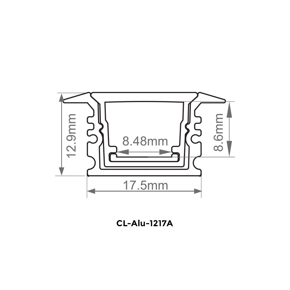 WATERPROOF ALUMINUM PROFILE 1217A WITH 6PCS OF PLASTIC AND WATERPROOF SILICON END CAP, WITH WHITE IP65 PC ENCLOSURE WITH 8FT STRIP LIGHT TRAY 8FT  SILVER