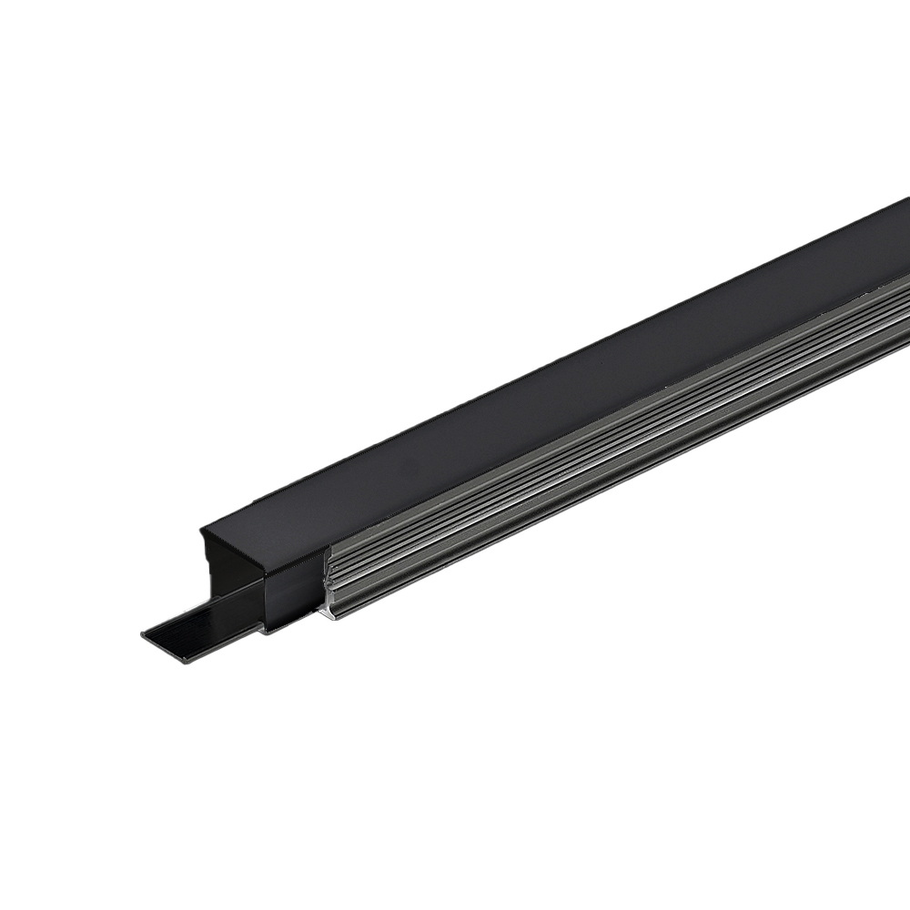 WATERPROOF ALUMINUM PROFILE 1217 WITH 6PCS OF PLASTIC AND WATERPROOF SILICONE END CAPS WITH IP65 PC ENCLOSURE 8FT STRIP LIGHT TRAY  BLACK