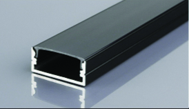 SURFACE MOUNTED/RECESSED ALUMINUM PROFILE 617 WITH PC COVER BLACK
