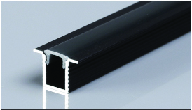 RECESSED WITH LIP SUPER SLIM ALUMINUM PROFILE 0809A WITH 2 ENDCAPS & PC COVER 10FT BLACK
