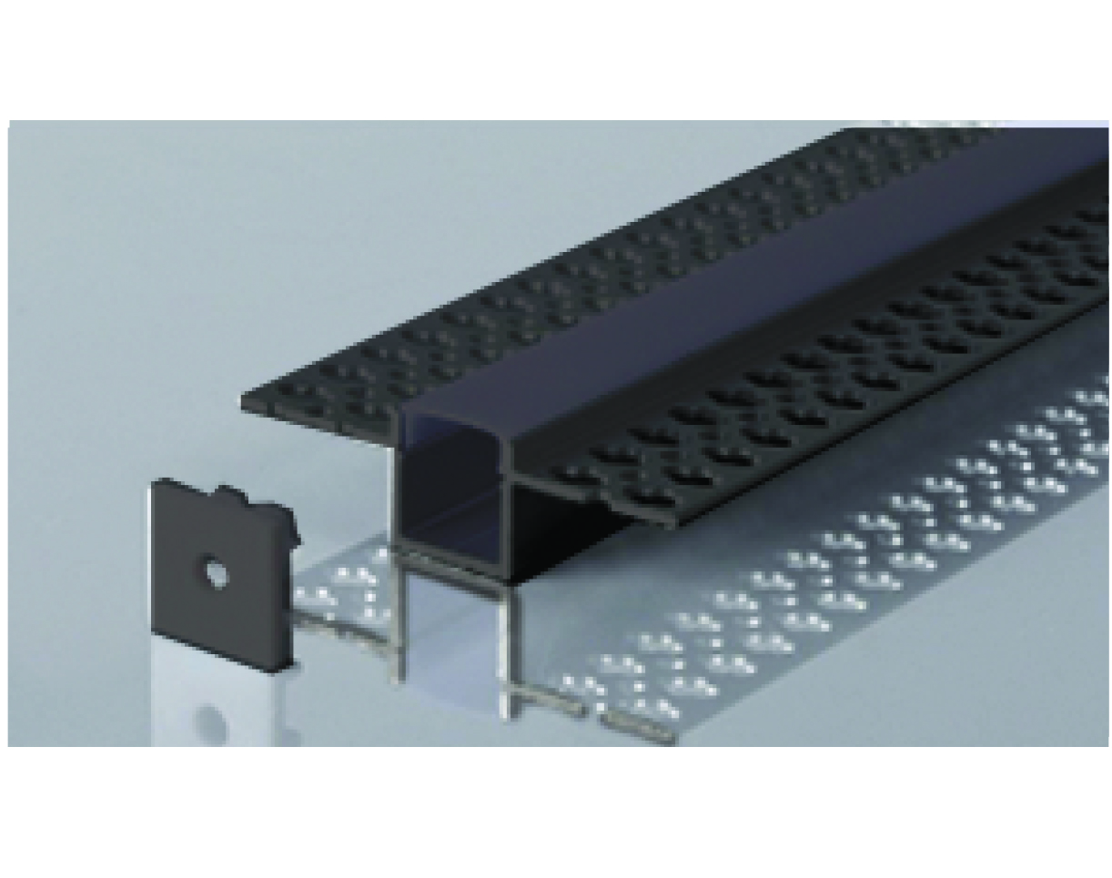 TRIMLESS RECESSED ALUMINUM PROFILE 5515 WITH PC COVER 10FT BLACK