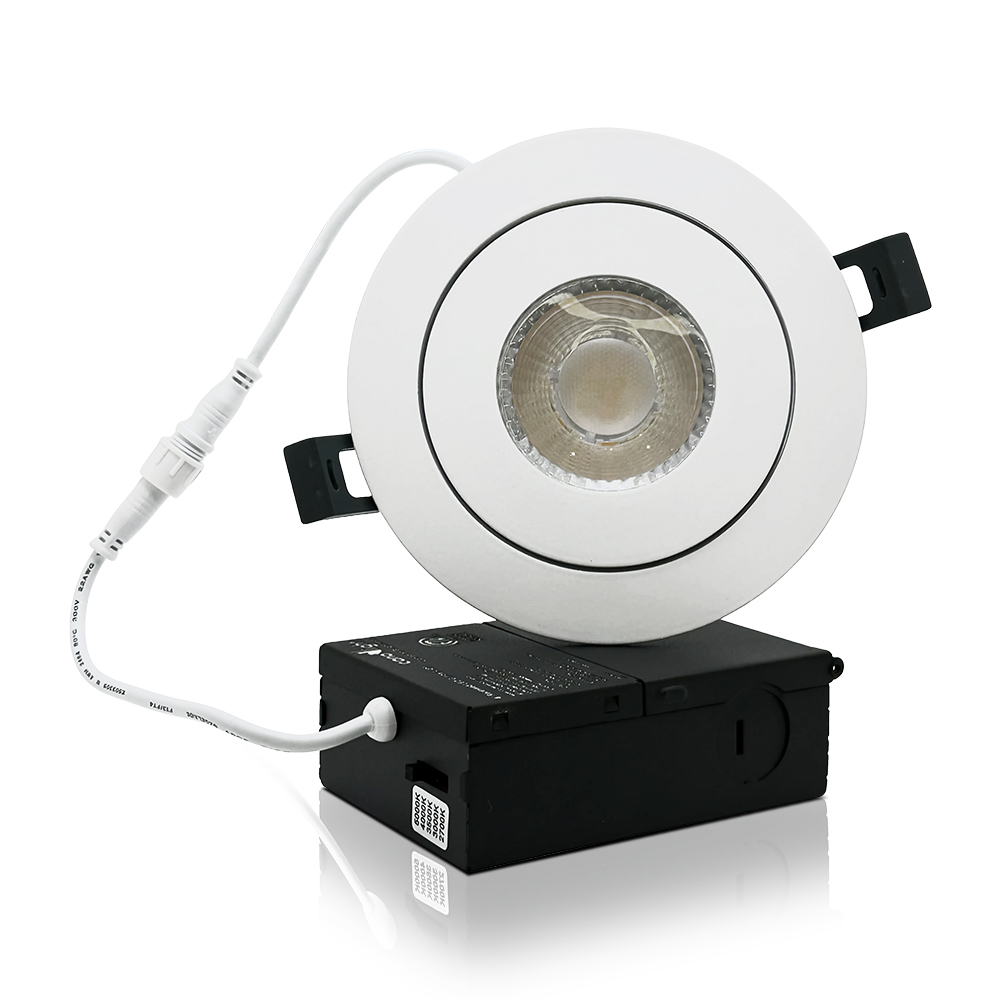 3.5 INCHES RECESSED LED GIMBAL MULTI DIRECTION 8W, 90-130 V AC,  WET LOCATION, IC-RATED,  830 LM, CRI>85 ,5CCT, DIMMABLE ,FT4WIRE ,40°,5 YEARS WARRANTY ,WHITE