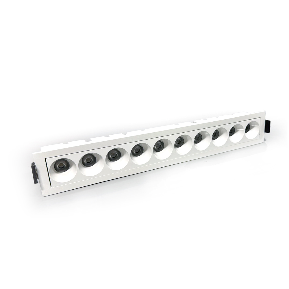 LED RECESSED LINEAR BLADE LIGHT 10 HEADS 120VAC 20W BEAM ANGLE 38° 1650LM CRI>90 PF>0.9 DAMP LOCATION 4000K WHITE